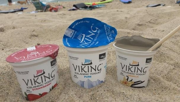 Viking Icelandic Yogurts come in plain ('pure'), vanilla, strawberry, blueberry and cucumber mint varieties 
