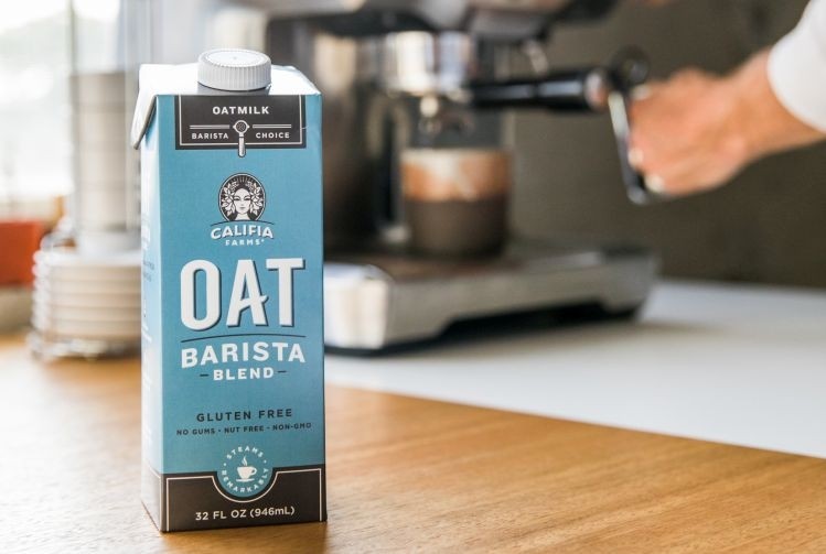 Califia Farms' new barista blend oatmilk "steams amazingly with no splitting," says the company. Picture: Califia Farms