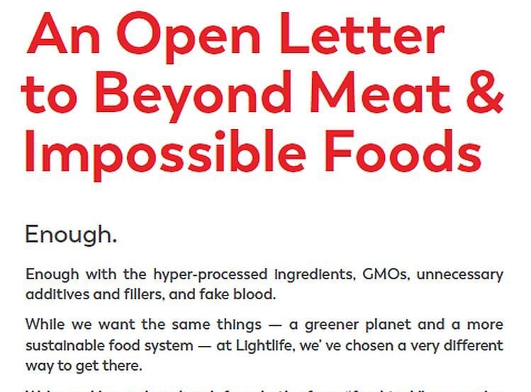 Impossible Foods hits back at ‘disingenuous, desperate disinformation campaign’ as Lightlife attacks ‘hyperprocessed’ ingredients