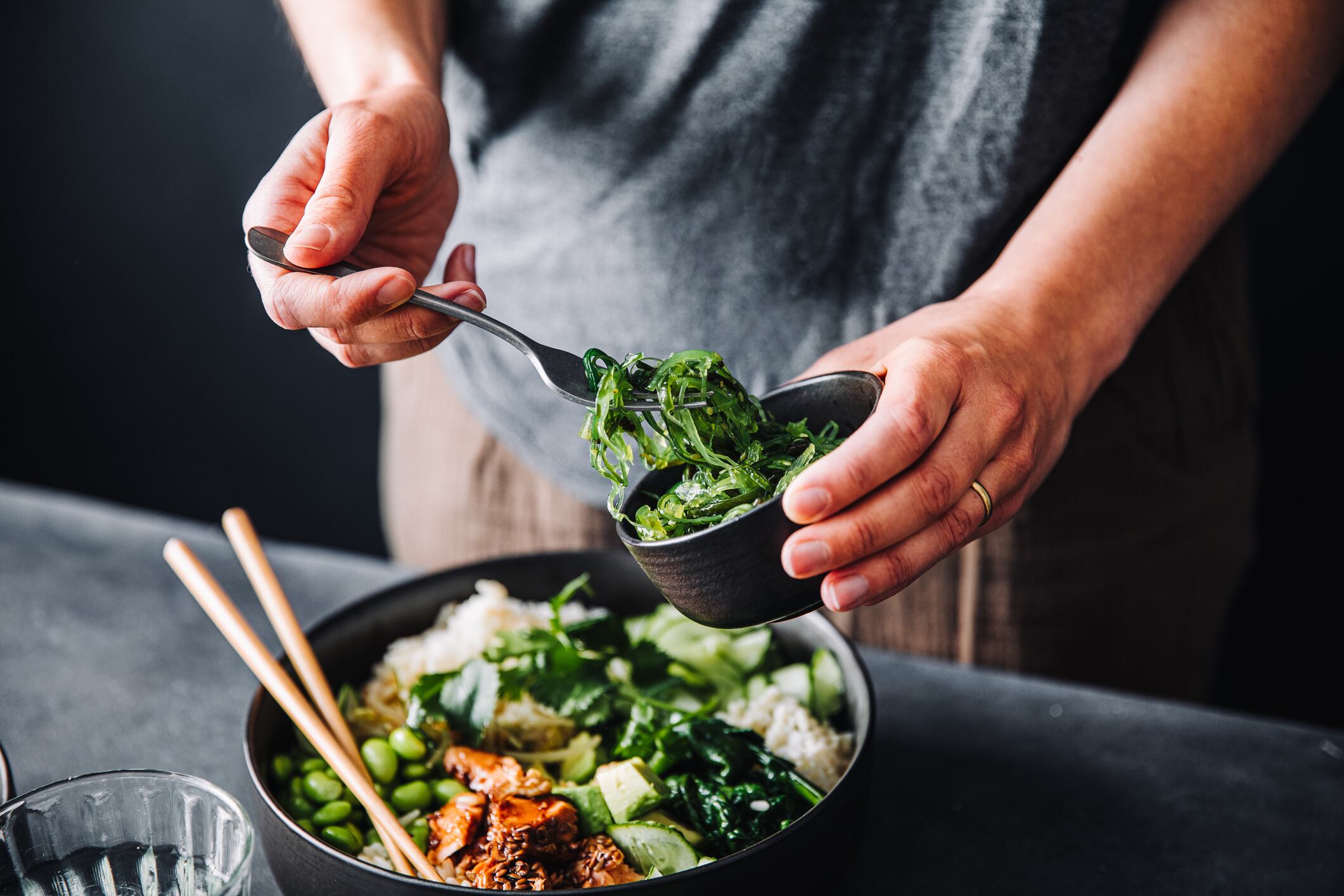 Person eating seaweed