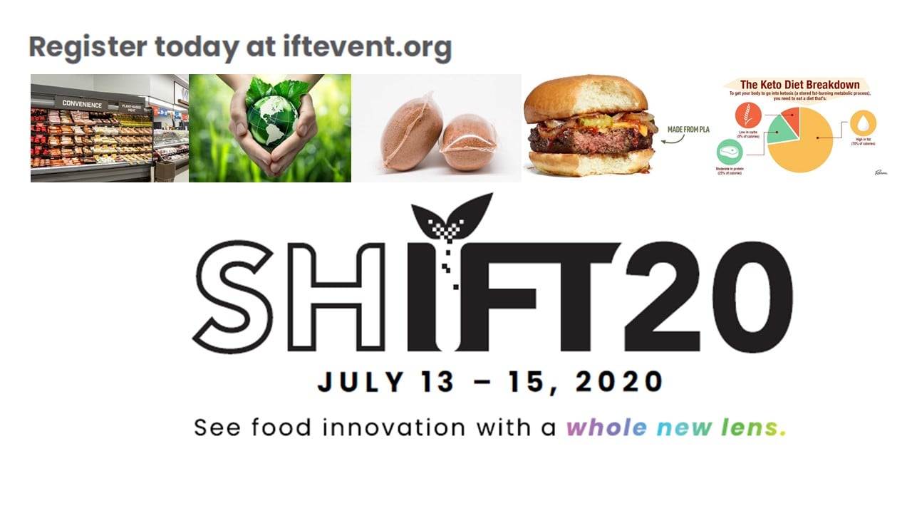 Trending topics at SHIFT20, the virtual IFT show, from plant-based protein trends to sustainable packaging