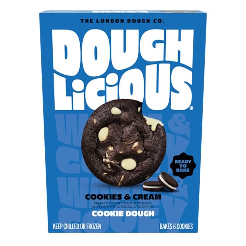 Doughlicious has launched Cookies & Cream Ready to Bake Cookie Dough