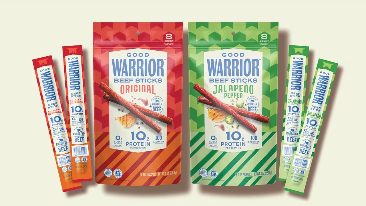 Good Warrior Beef Sticks are made of grass-fed beef and include 10 grams of protein.