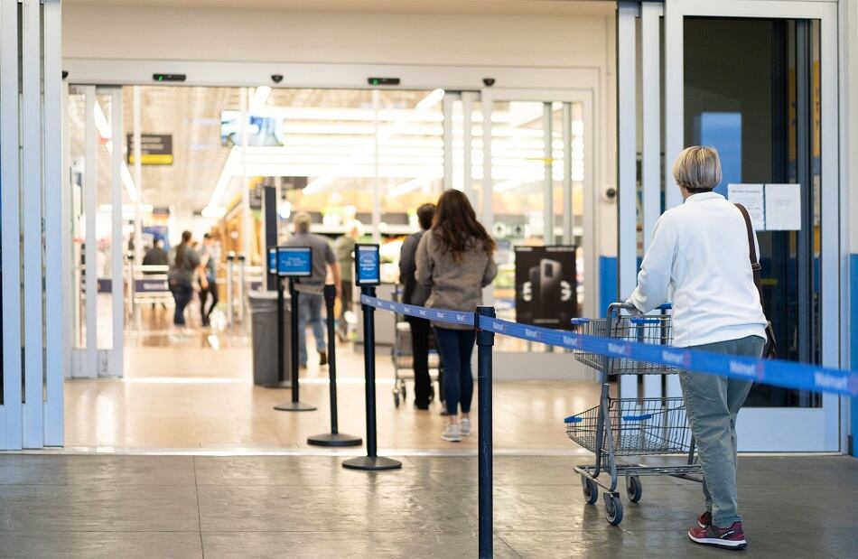Walmart limits number of customers allowed inside stores at one time, implements one-way aisle traffic