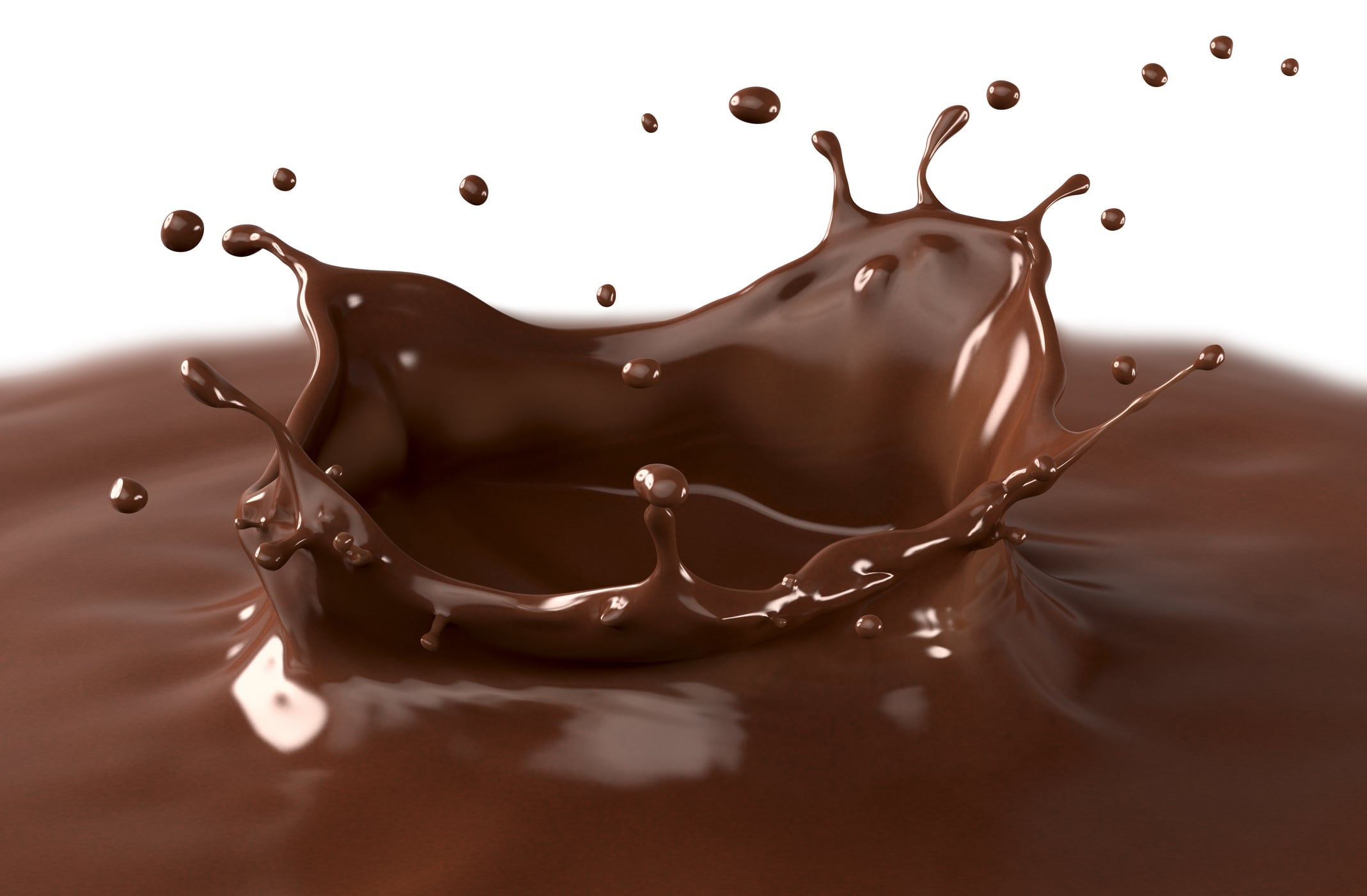 "Hot chocolate splash, isolated on white background."