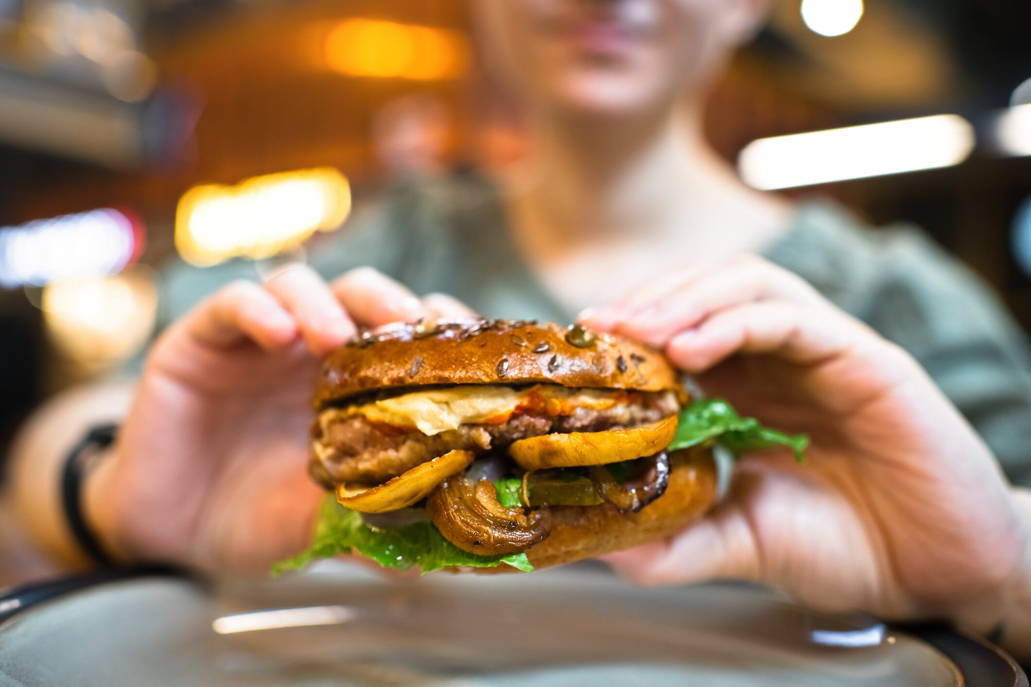 Vegan woman in a cafe