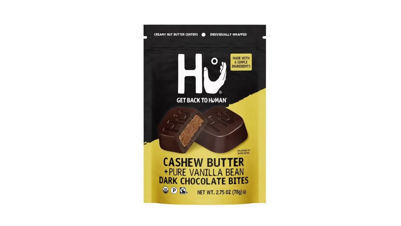 Hu expanded at Target with its Cashew Butter + Pure Vanilla Bean and Creamy Coconut Dark Chocolate Bites.