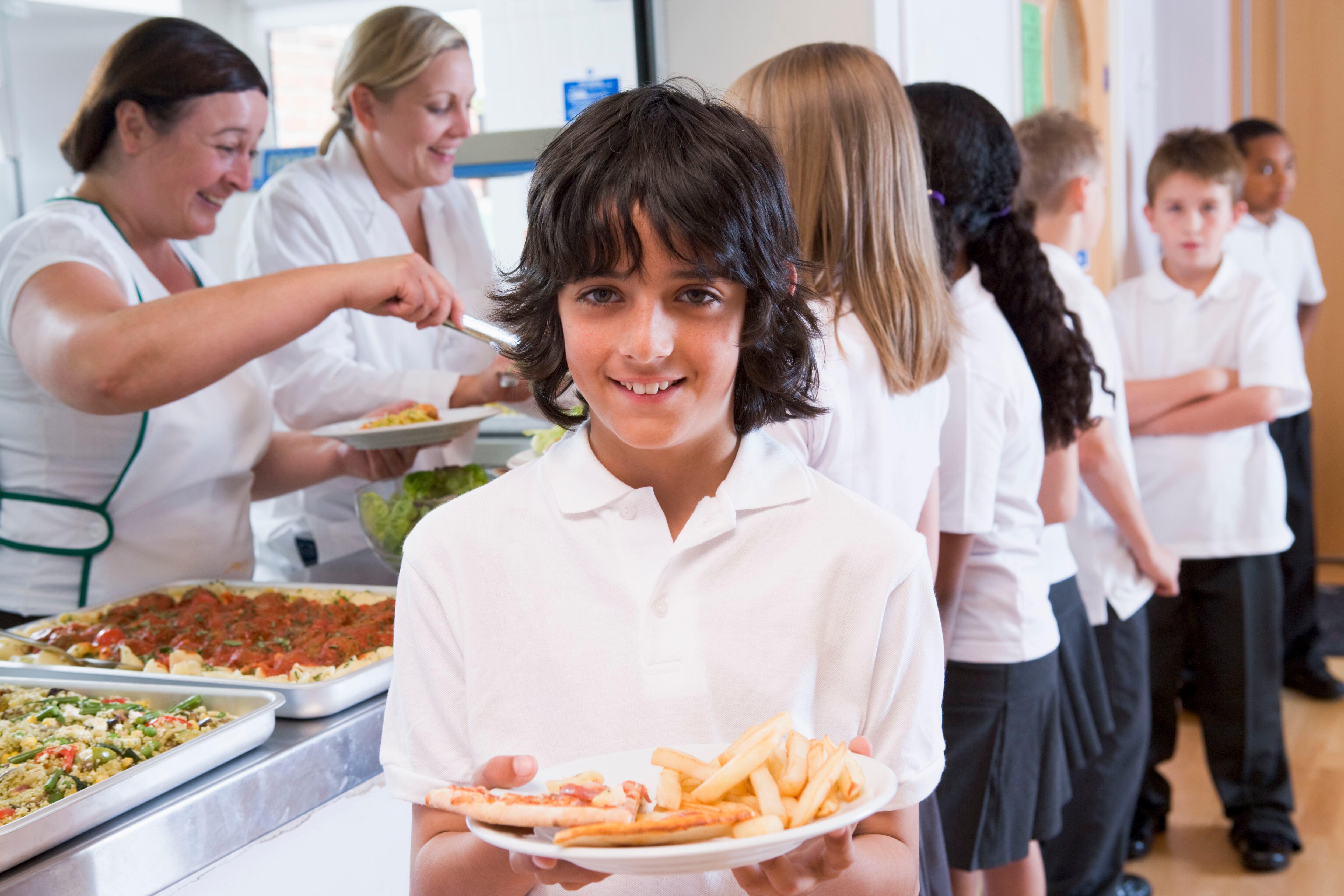 A school child with an unhealthy lunch
