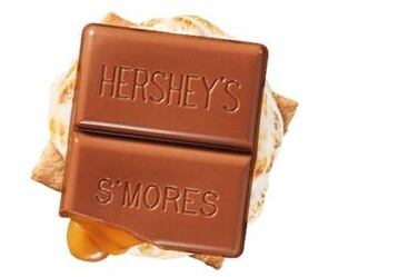 Hershey's Milk Chocolate Caramel bars are perfectly sized for s'mores.
