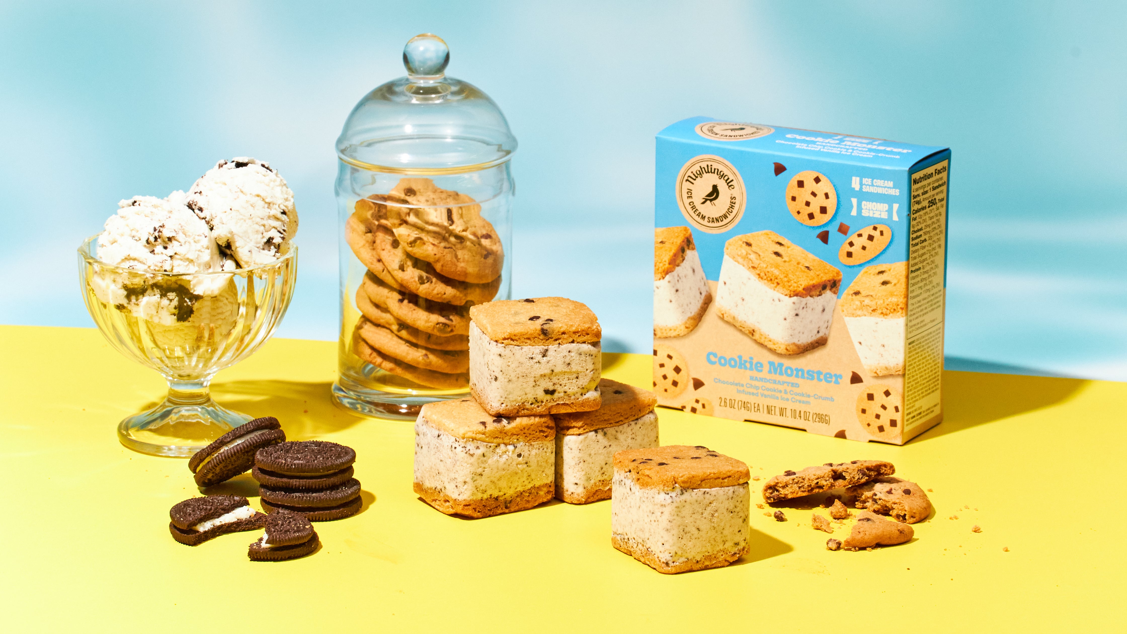 Nightingale’s four-pack ice cream sandwiches deliver on the segment’s trends, particularly with flavors and textures like Brookie Dough, Cookie Monster, The Classic, Strawberry Shortcake and Chocolate Blackout.