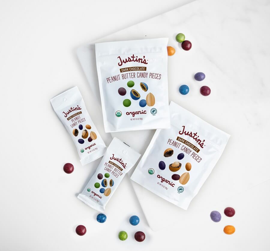 Justin’s new Dark Chocolate Candy Pieces emphasize ethically sourced, natural ingredients