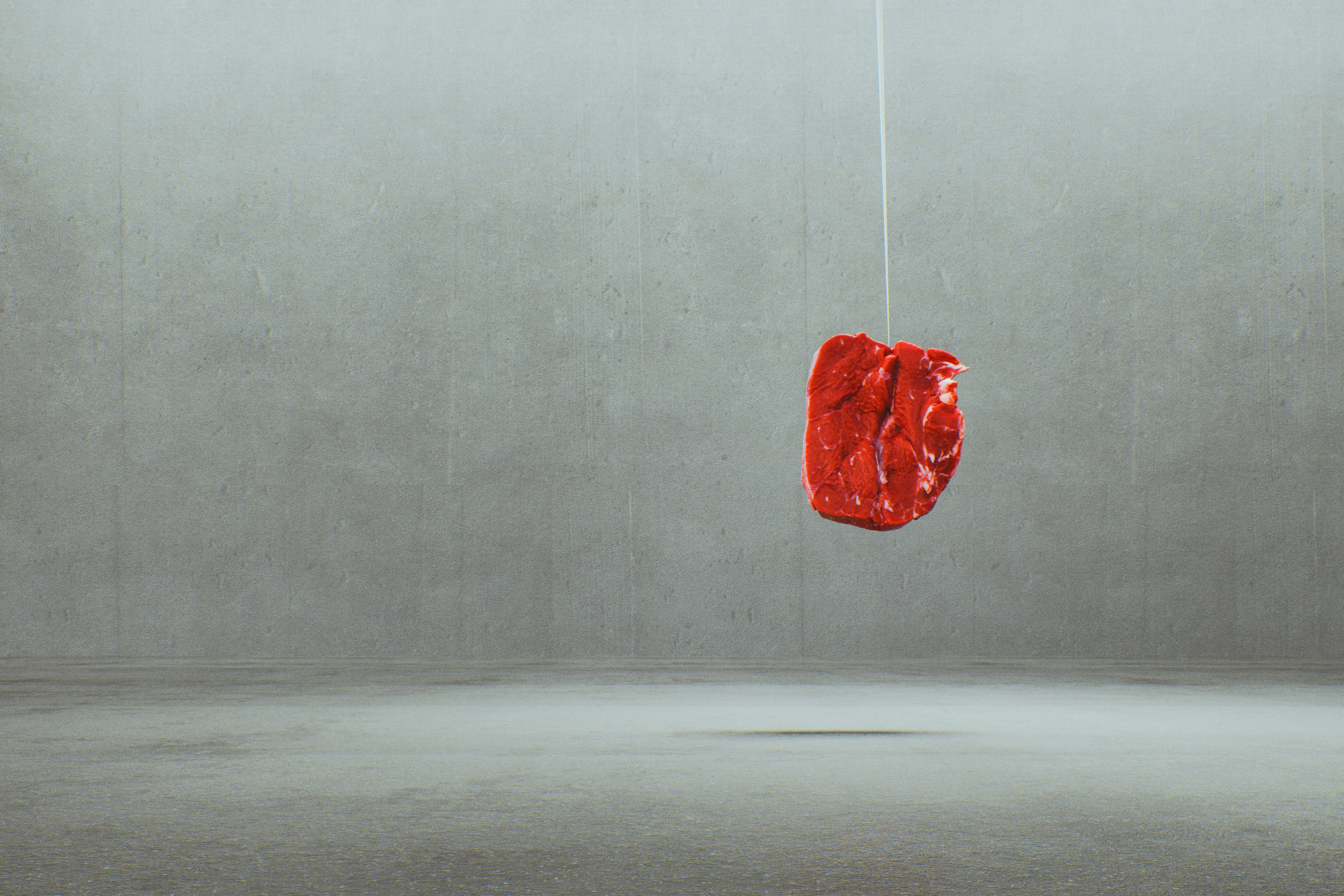 Hanging piece of meat.