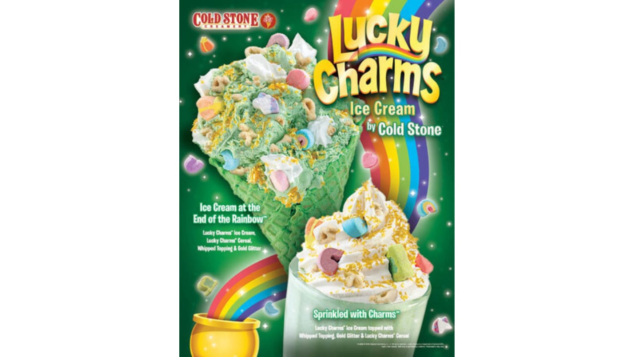 The limited-time product mixes Lucky Charms ice cream with Lucky Charms cereal.
