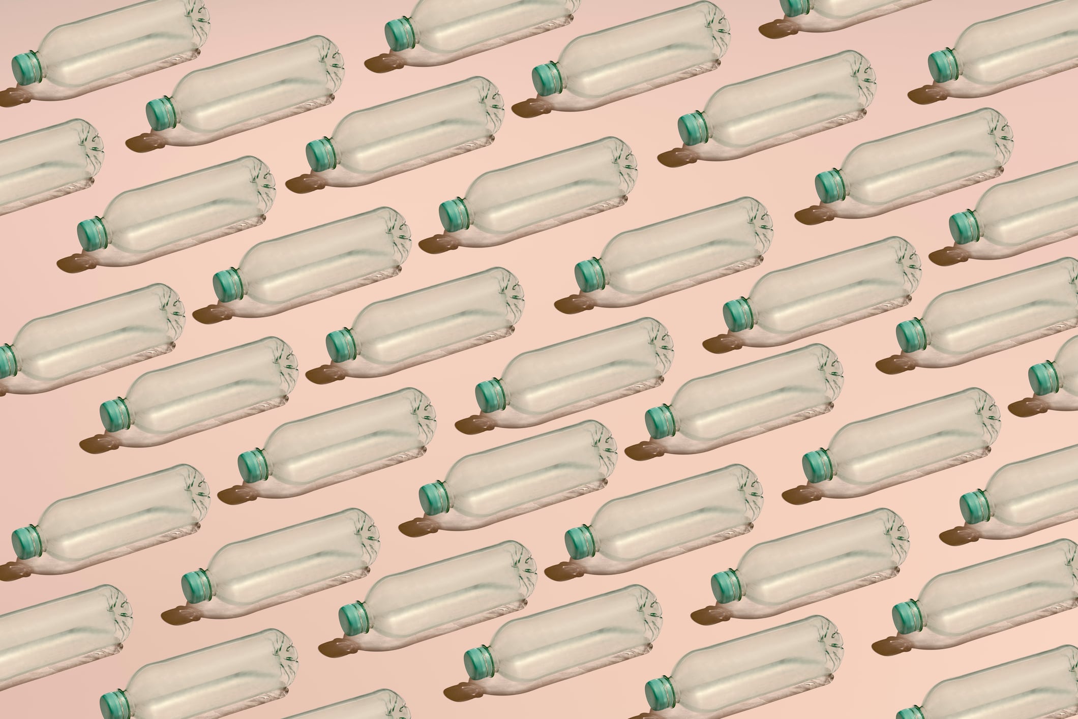 A group of plastic pet bottles placed in an row