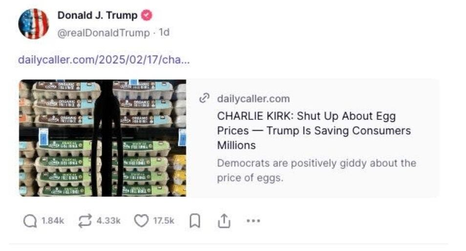 Donald Trump's message on Truth Social.