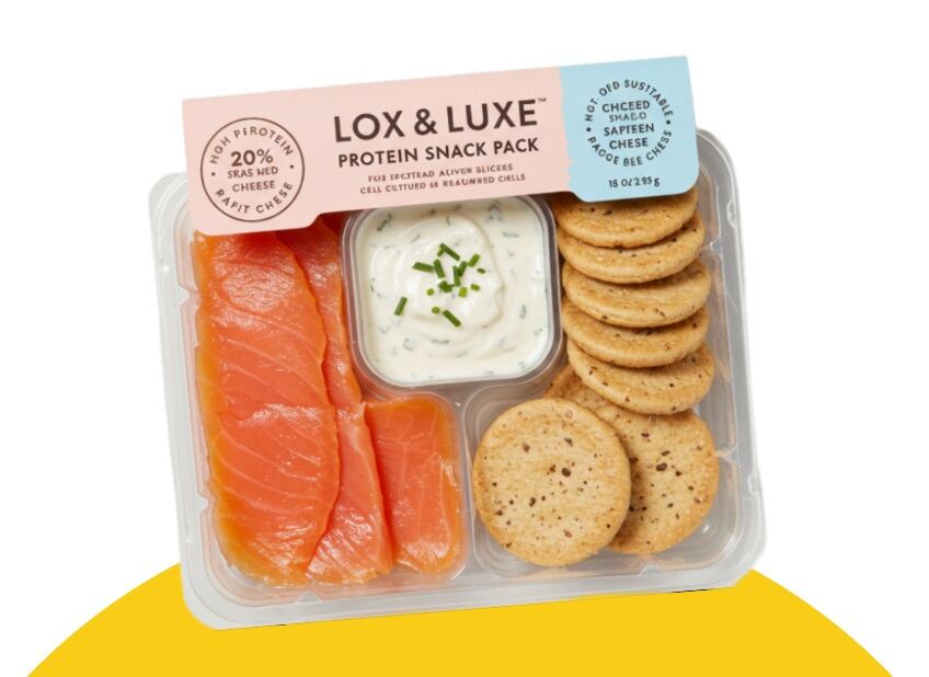 MISTA's concept Lox and Luxe combines cultivated salmon with plant based cream cheese and gut healthy crackers.