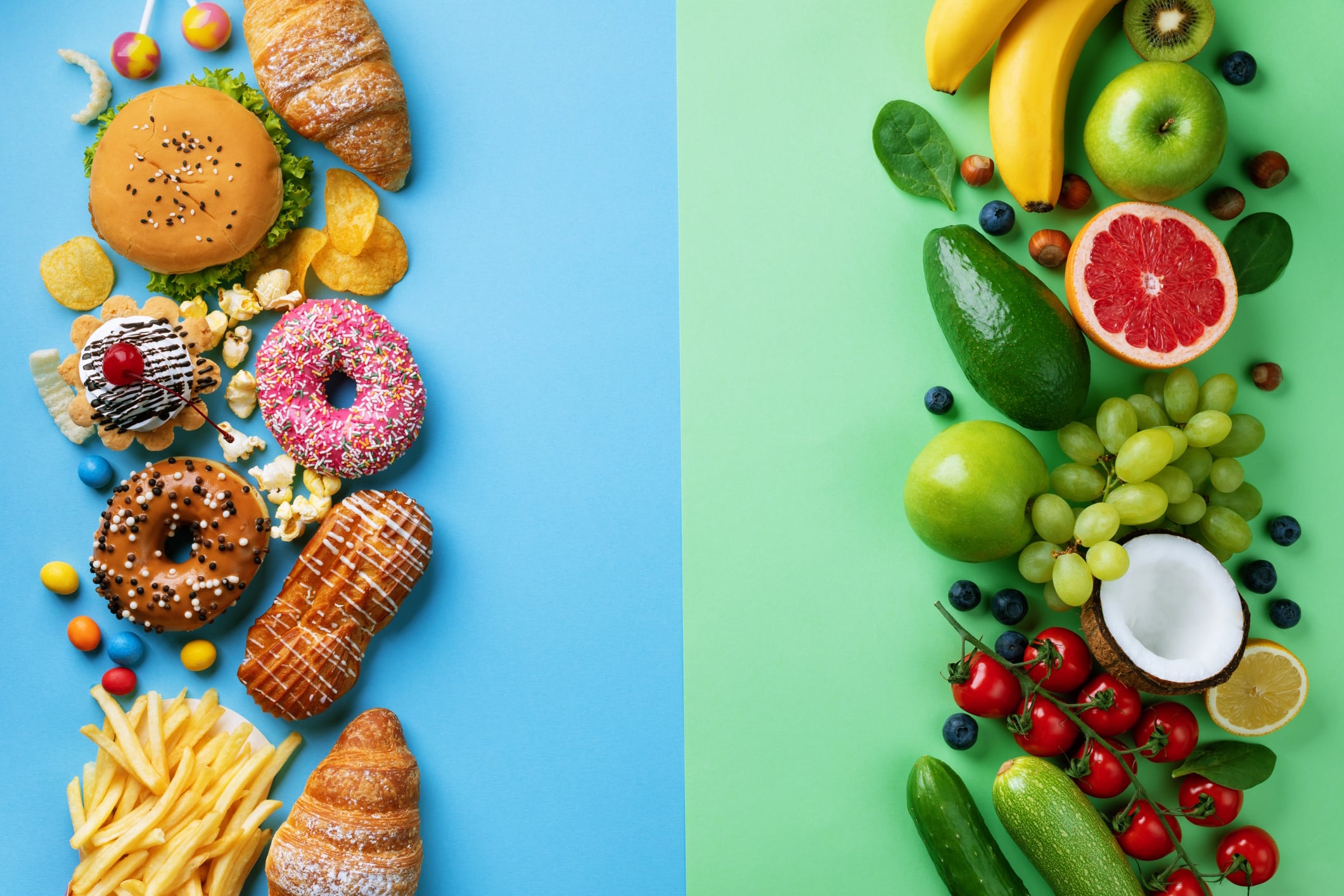 Healthy and unhealthy food NOVA systems concept Julia_Sudnitskaya GettyImages