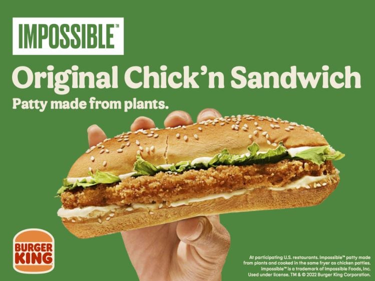 Burger King tests plant-based chicken sandwich from Impossible Foods as frozen patties hit stores nationwide