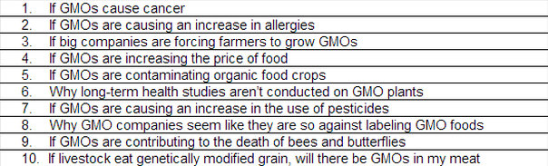 Top 10 GMO questions