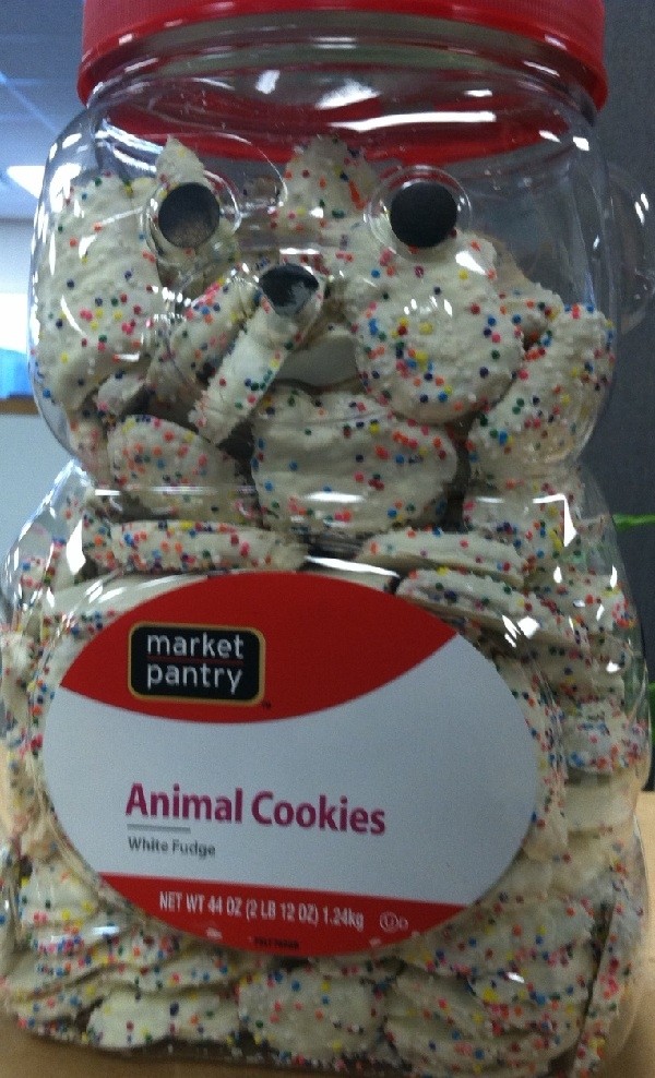 Market Pantry White Fudge Coated Animal Cookies contain undeclared milk and eggs.