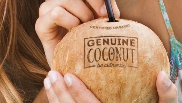 Coconut water… in its original packaging?