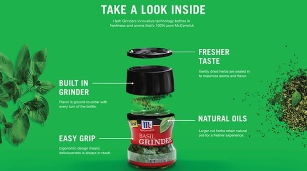 McCormick & Co herb grinders deliver “the taste of fresh herbs without the time it takes to chop them"