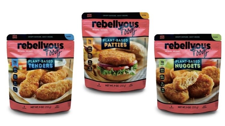 Rebellyous plant-based nuggets, patties, tenders: "Crispy on the outside and juicy on the inside..."