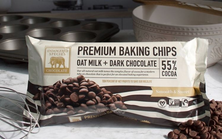 Endangered Species Chocolate unveils 'first plant-based milk chocolate chip'