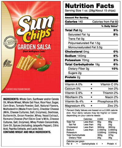 Frito-Lay was previously hit with a lawsuit in California over claims made on Tostitos and SunChips 