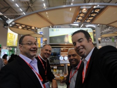 Part of the Ontario food cluster team on the trade show floor at ANUGA 2013, photo credit Jason Kipfer, Waterloo Region
