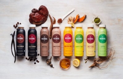 REBBL's organic coconut milk elixirs (MRSP $3.99), which are sweetened with coconut sugar and stevia extract, contain 120-190 calories per 12oz bottle