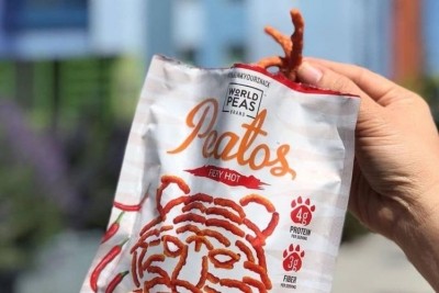 Made from pea and lentil flour, fava bean protein, pea fiber, high-oleic safflower oil, rice, and seasonings, Peatos have more protein and fiber than Cheetos