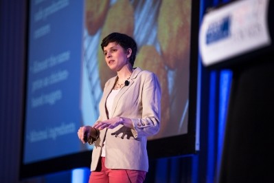 Seattle Food Tech CEO Christie Lagally on stage at FoodNavigator-USA's FOOD FOR KIDS summit. Picture: Justin Howe for FoodNavigator-USA