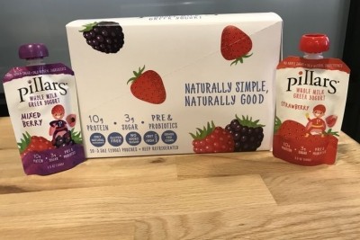 Pillars' new whole milk kids’ pouches, launching next year, contain 10g protein and 3g sugar (all naturally occurring). Image: Pillars Yogurt