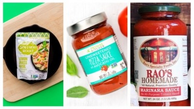 IRI: “In pasta sauce, Rao’s and other premium brands saw accelerated share performance during COVID-19, a nod to elevating the at-home dining experience.” (pic credits: Saffron Road, Primal Kitchen, Rao's)