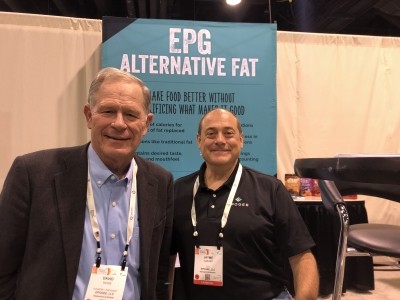 'Designer fat' EPG has exciting potential in plant-based meat, claim Epogee founder David Rowe (left) and chief commercial officer Jayme Caruso (right). Picture: Elaine Watson