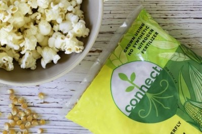 The first Connect product is a yellow butterfly 100% whole grain popcorn, featuring unpopped popcorn kernels grown on a family farm in Nebraska. Image credit: Pivot Bio