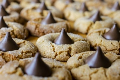 The Hershey Company, maker of the famed Hershey's Kisses chocolates, has filed a patent application covering the substitution of dairy solids with roasted grain flour in chocolate confections. GettyImages/Jen Tepp