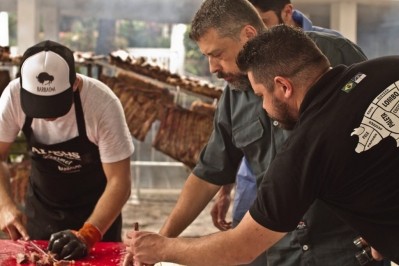 Saldanha (middle) said he hoped the World Butchers' Challenge could elevate Brazilian butchery