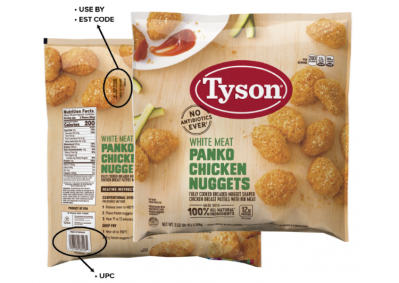 Tyson Foods' Panko Chicken Nuggets contained small bits of blue plastic