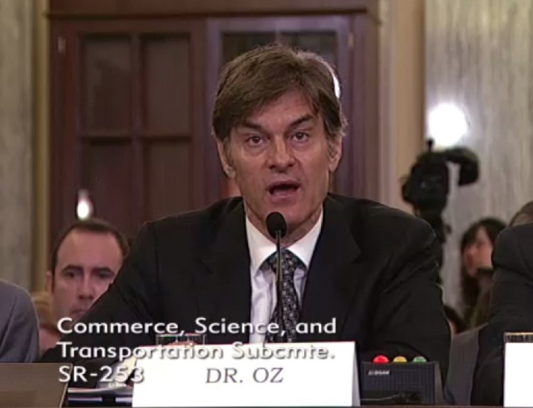 Dr Oz at the Senate subcommittee hearing: “I recognize that oftentimes they don’t have the scientific muster to pass as fact."