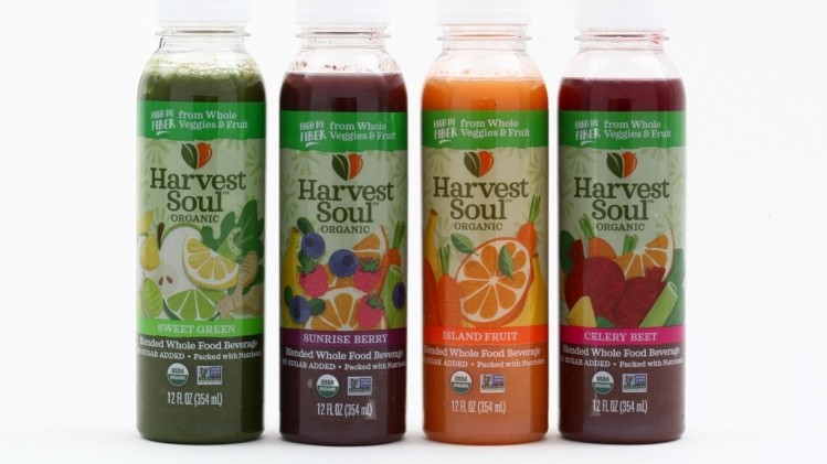 Harvest Soul Organic HPP whole food beverages come in four flavors—Sweet Green, Island Fruit, Sunrise Berry and Celery Beet— with a 75-day shelf life
