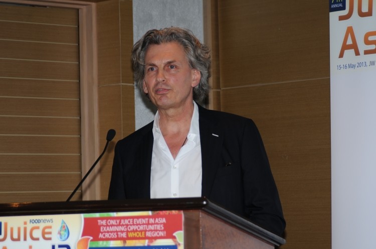 “Our goal is really to establish coconut water as an additional juice to blend with other juices. It’s not so much about the coconut water concentrate, but making coconut water a component of fruit juice blends, just like pineapple,” said iTi Tropicals president Gert van Manen. (Pictured: van Manen at a sustainability summit in Thailand, courtesy of iTi Tropicals)