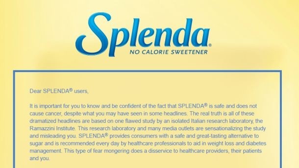 Heartland CEO Ted Gelov has penned an open letter to Splenda sucralose users 