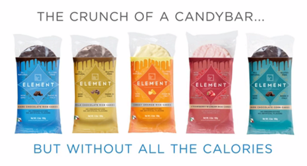 Element Snacks' original packaging is bright and transparent. Source: ELEMENT Snacks