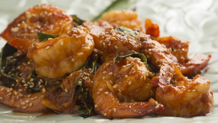 "In Malaysian cooking you can taste the spice of India, the aromatics of Malaysia and the flavors of China," said Malaysia's food ambassador Christina Arokiasamy. Pictured: Malaysian chile sesame prawns