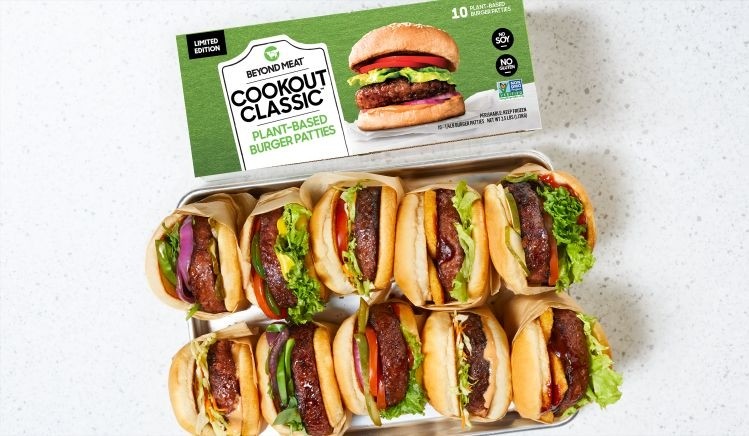 Beyond Meat's Cookout Classic - a frozen 10-pack of burgers intended to narrow the price gap between plant-based meat and animal protein - has a suggested price of $15.99 ($1.60 per patty).  Picture: Beyond Meat