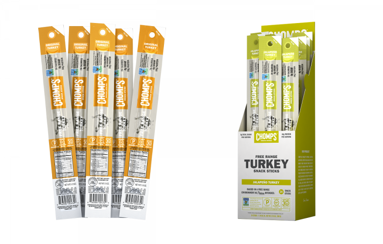 Chomps Snack Sticks launched two new varieties earlier this month: Original Turkey and Jalapeño Turkey.