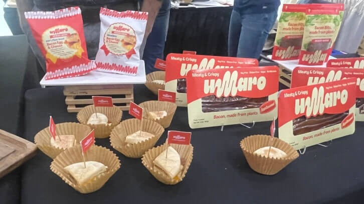 Source: D. Ataman / Superfood bacon-maker, Umaro Foods, showcased its nori and chickpea protein-based bacon alternative at the show. Coconut oil and sunflower oil contribute to its fatty flavor while plant flavors and natural colors like paprika and red radish juice contribute to its appearance.