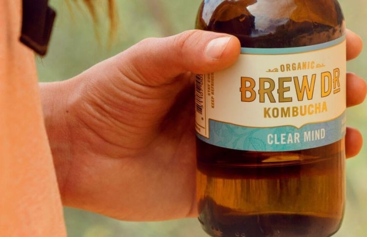 The new packaging for Brew Dr Kombucha (pictured above) does not make any reference to probiotics (Picture: Brew Dr)
